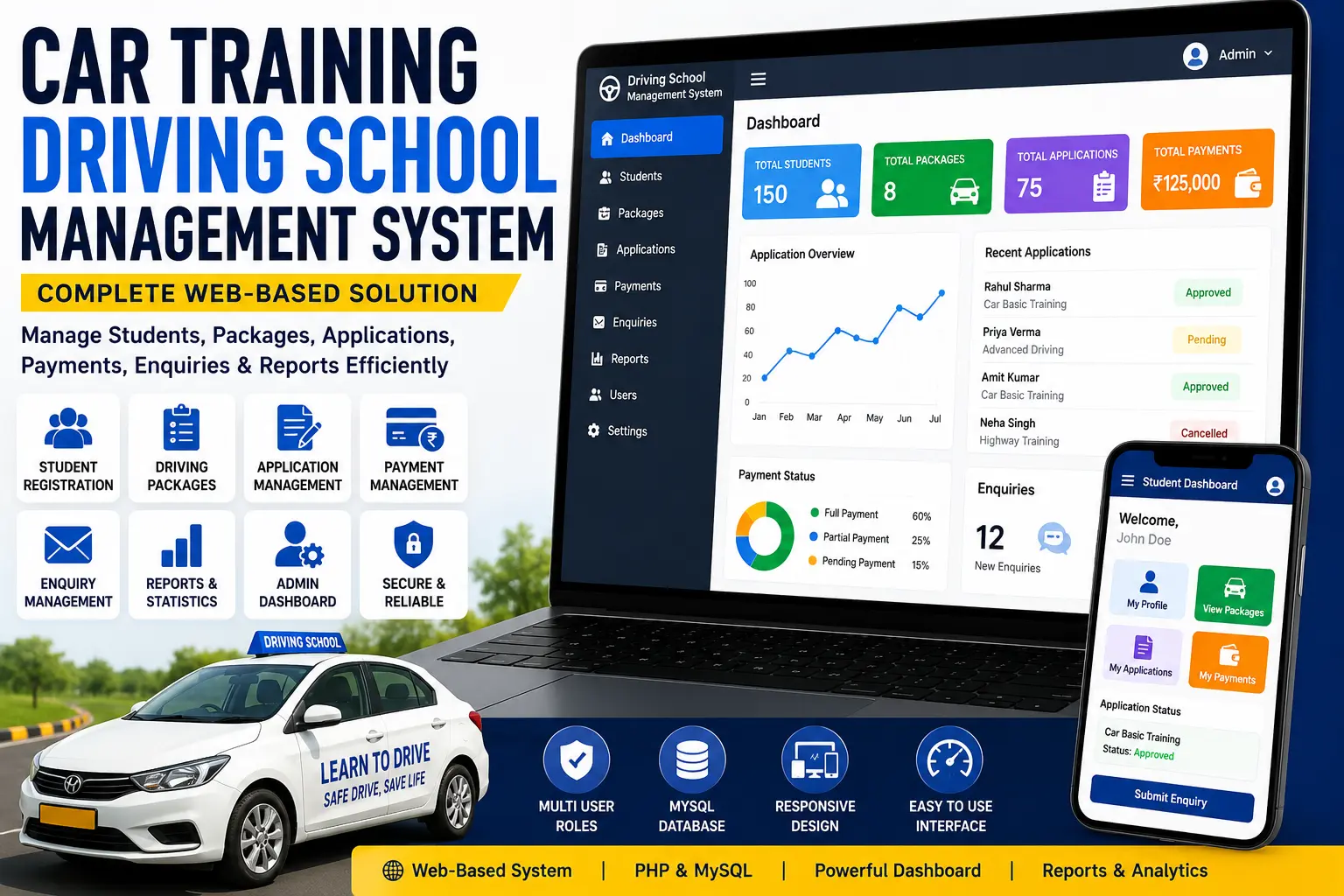 Car Driving School Management System