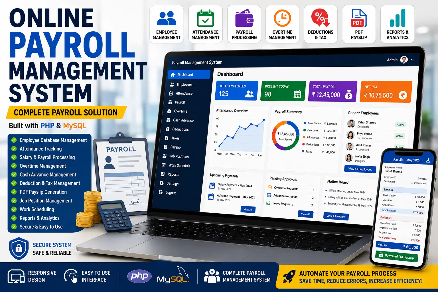 Online Payroll Management System Using PHP &amp; MySQL