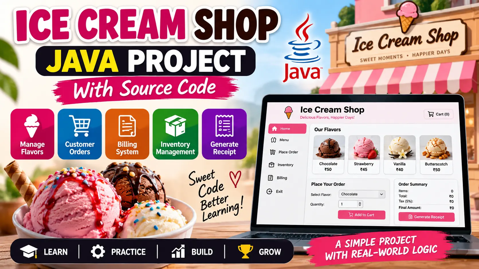 Ice Cream Shop Java Project With Source Code