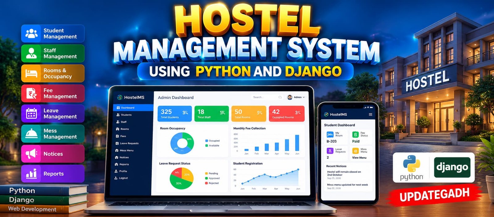 Hostel Management System Using Python and Django