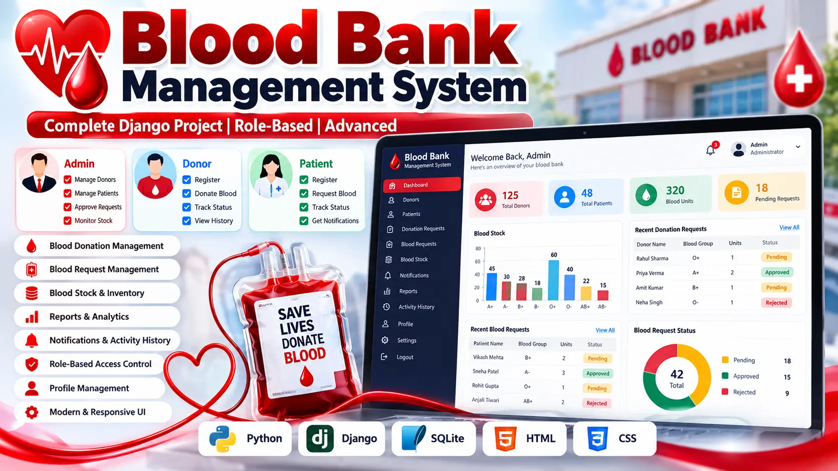 Blood Bank Management System Using Python Django