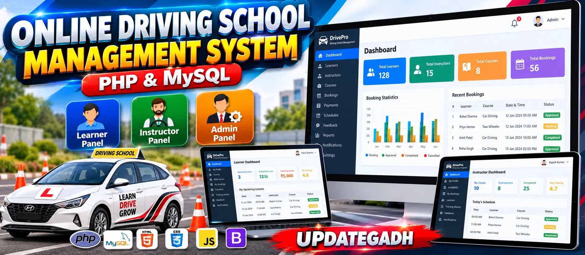 Online Driving School Management System in PHP and MySQL