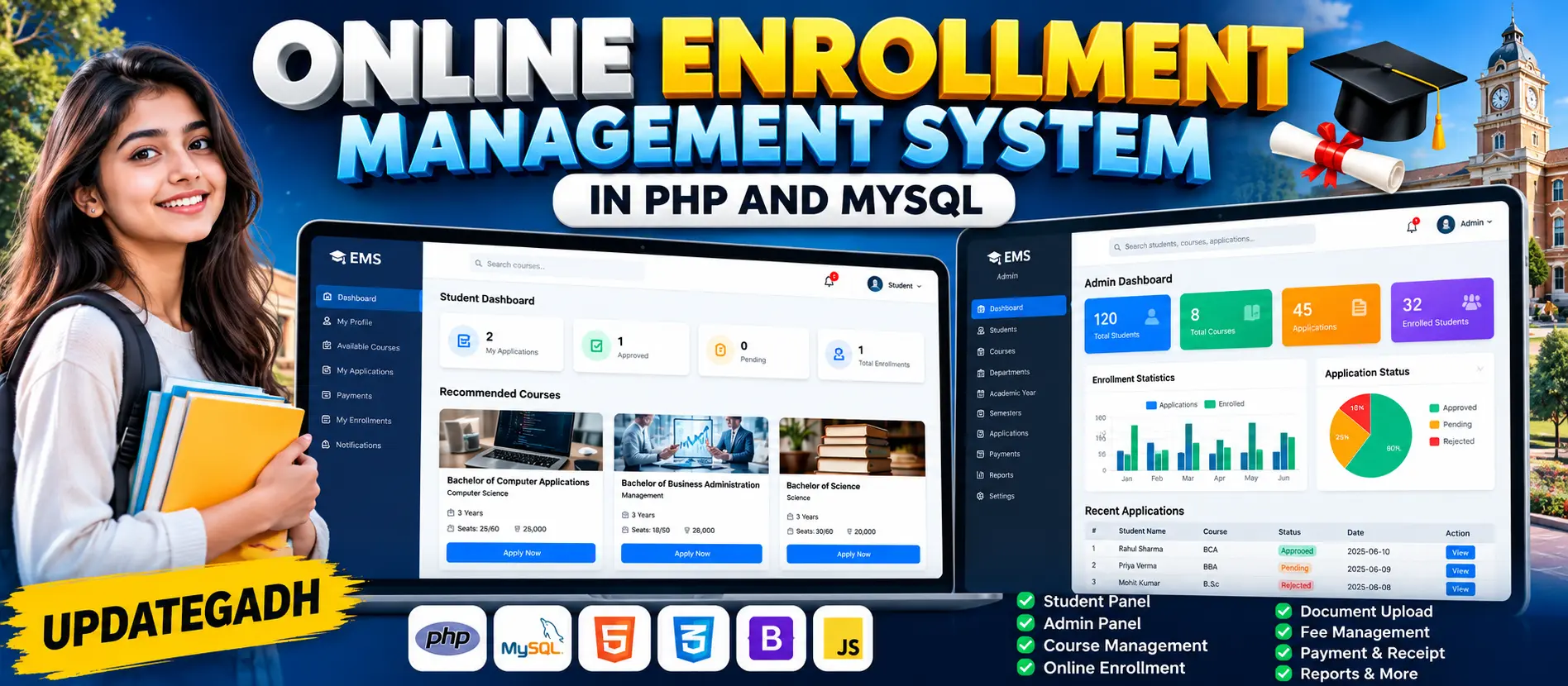 Online Enrollment Management System in PHP and MySQL