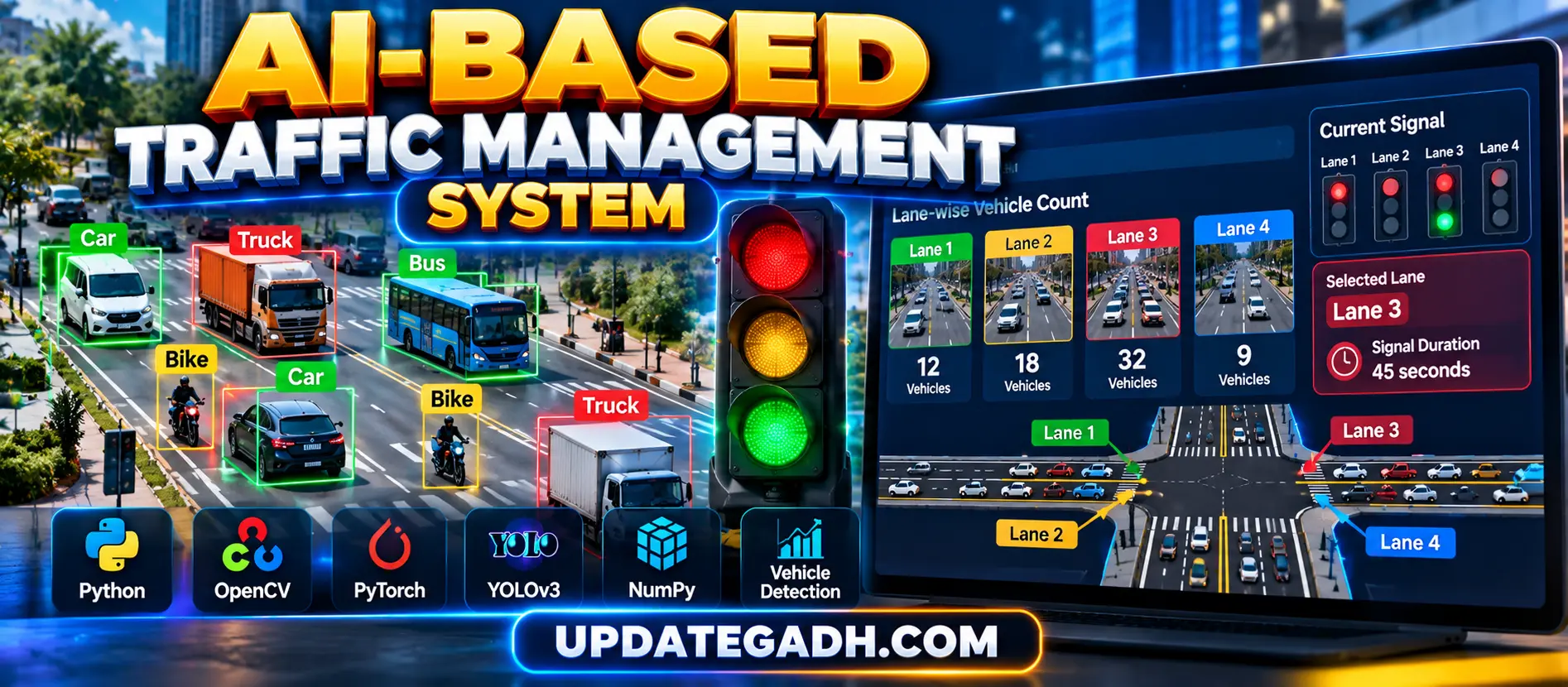AI-Based Traffic Management System Using Python, YOLOv3 and OpenCV