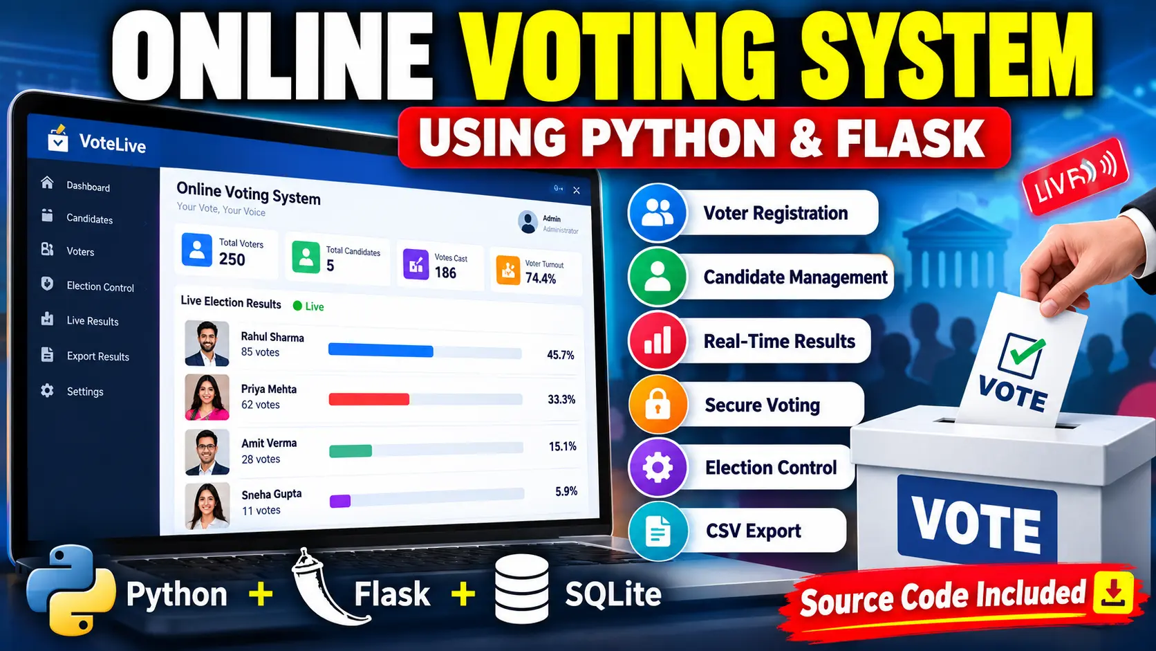 Real-Time Online Voting System Using Python and Flask