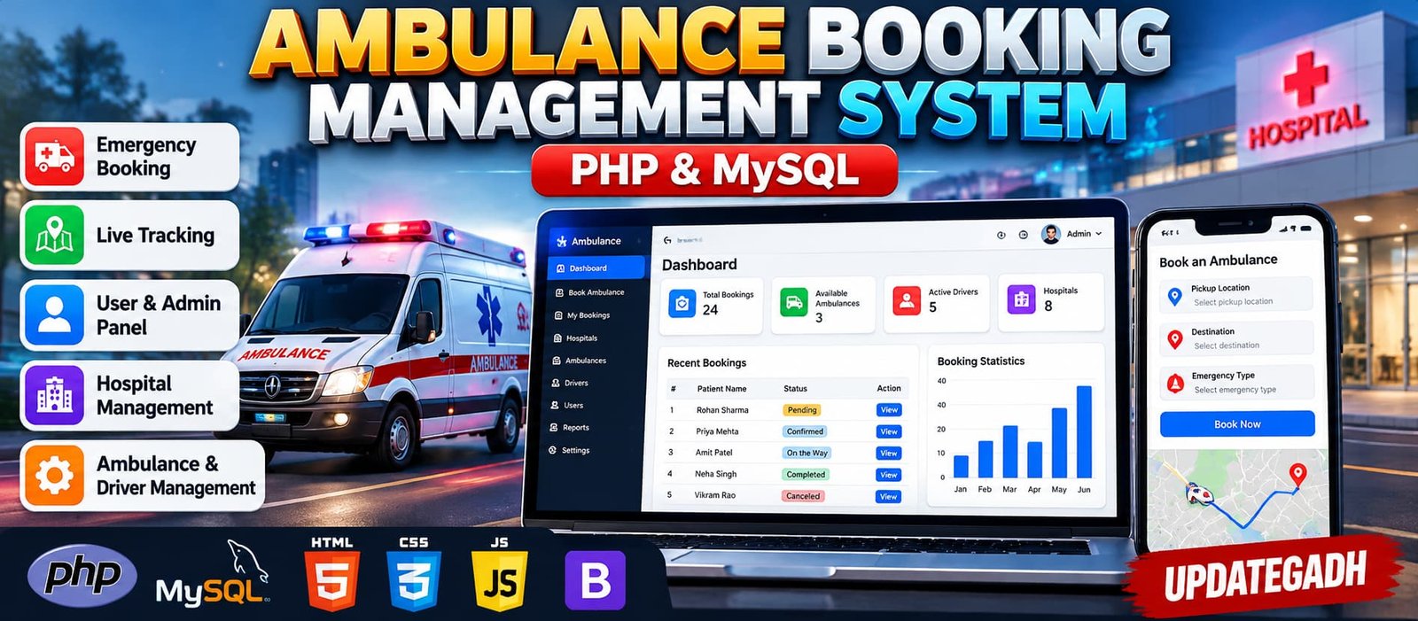 Ambulance Booking Management System Using PHP and MySQL