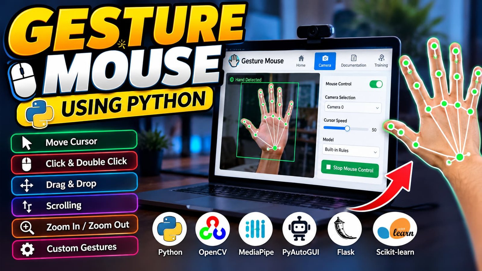 Gesture Mouse Using Python – Hand Gesture Recognition and Control
