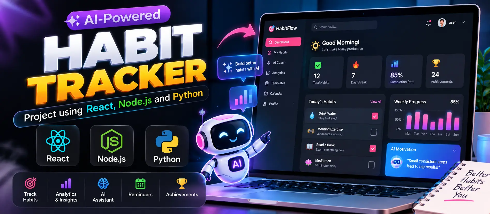AI-Powered Habit Tracker Using React, Node.js, and Python