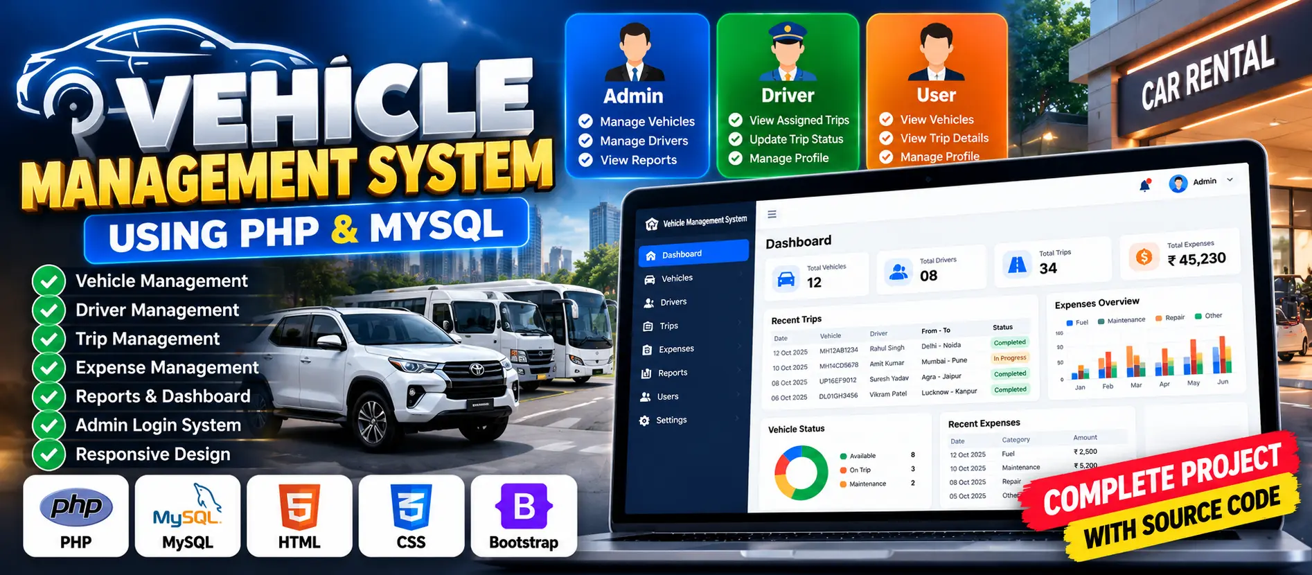 Vehicle Management System Using PHP