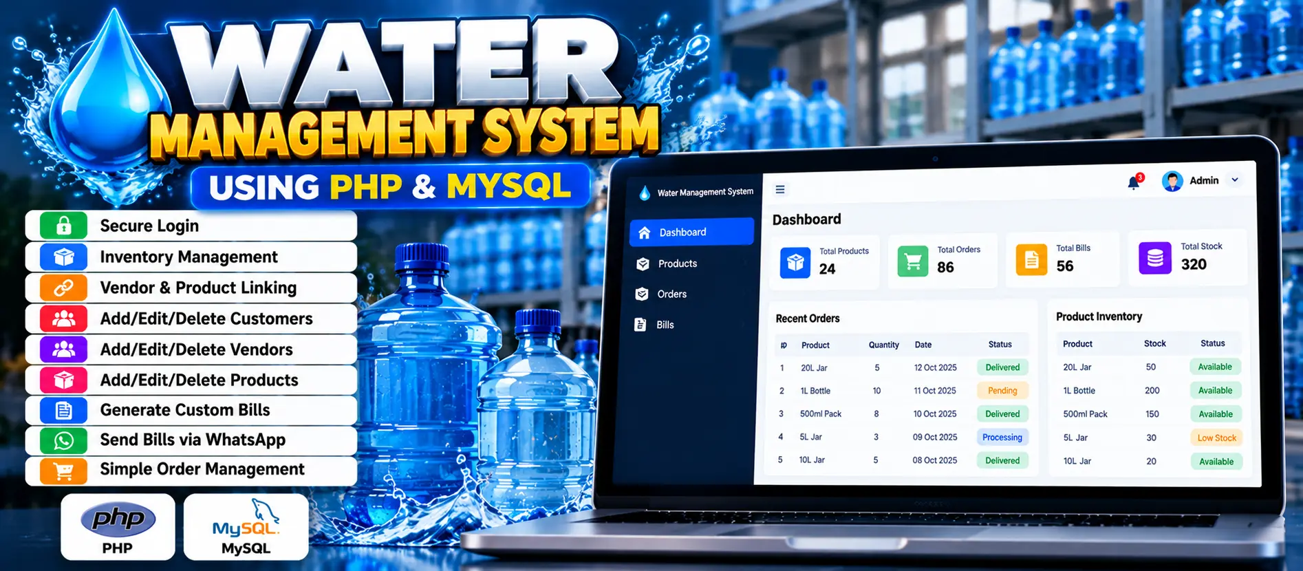 Water Management System Using PHP and MySQL