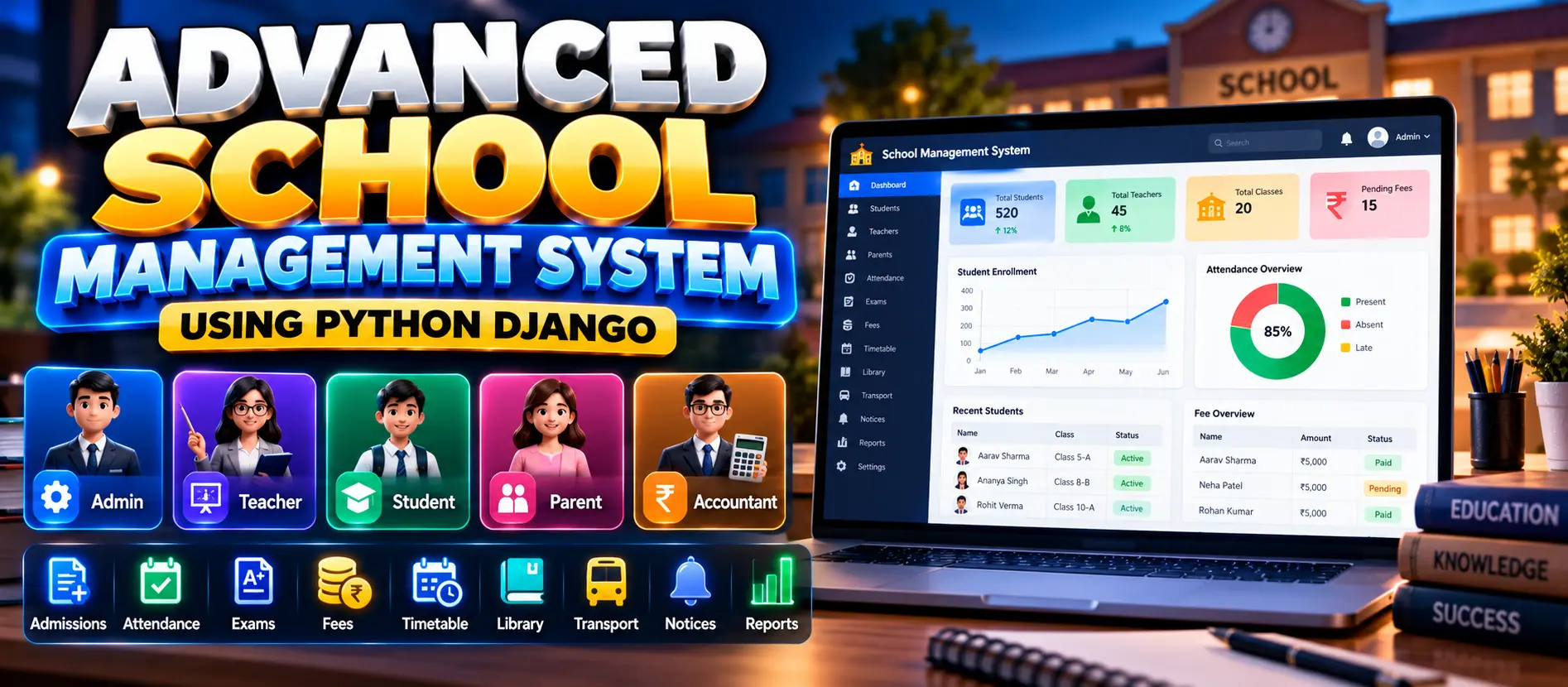 Advanced School Management System Using Python Django