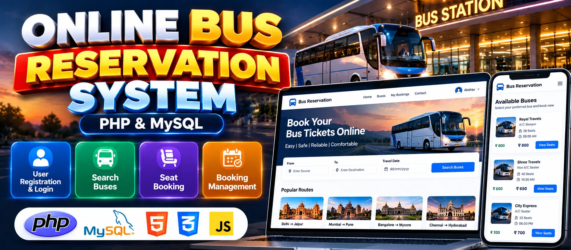 Online Bus Reservation System in PHP and MySQL