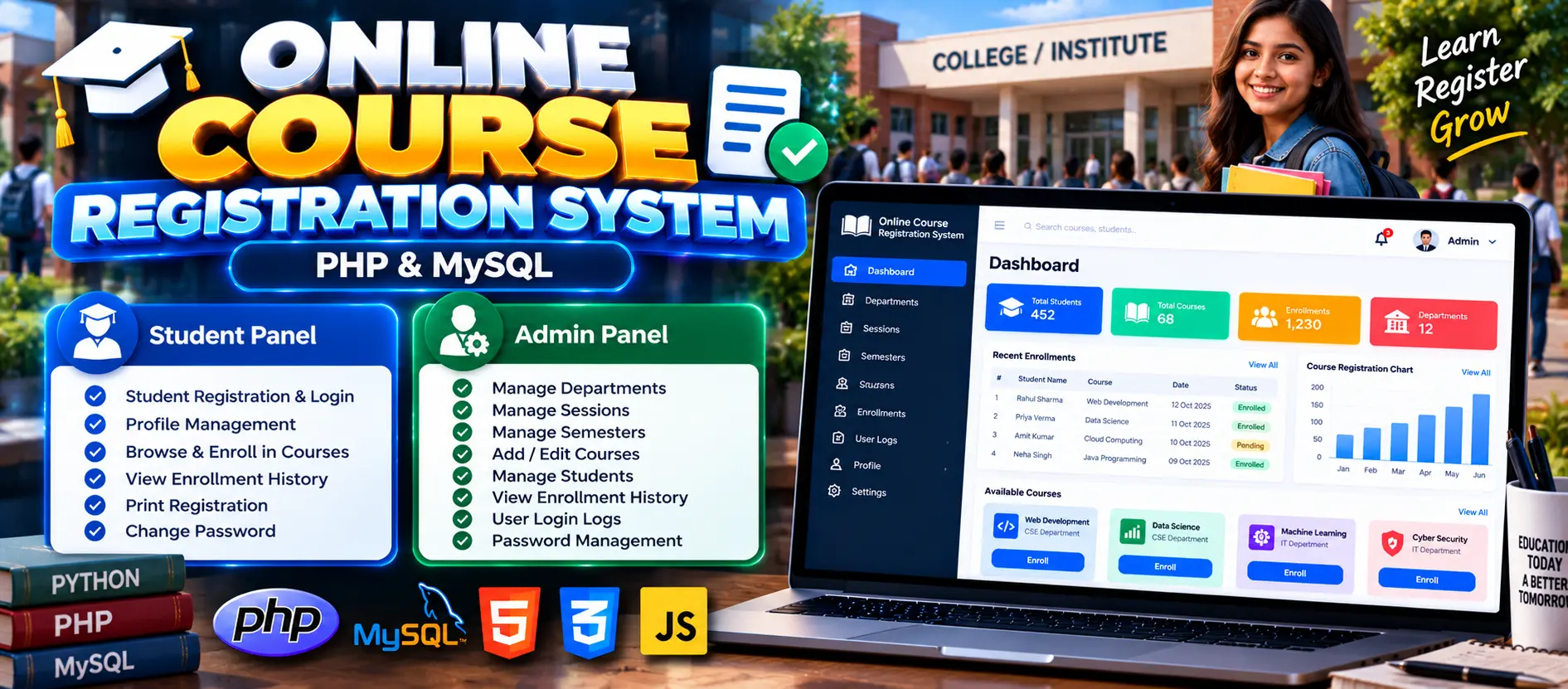 Online Course Registration System Using PHP and MySQL