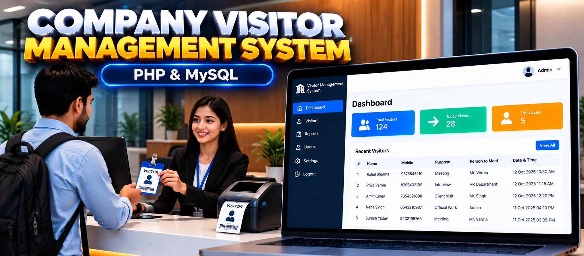 Company Visitor Management System Using PHP and MySQL