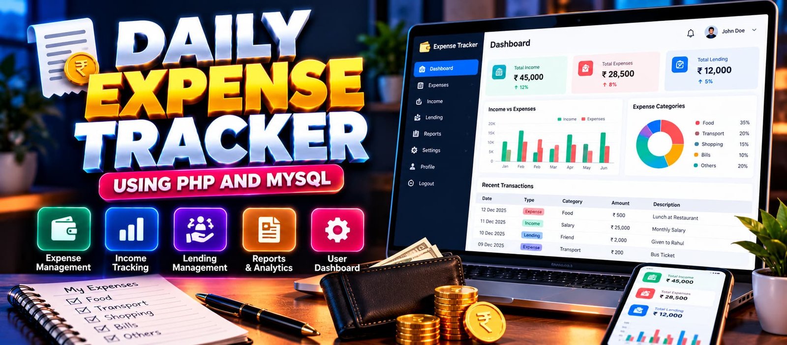 Daily Expense Tracker Using PHP and MySQL