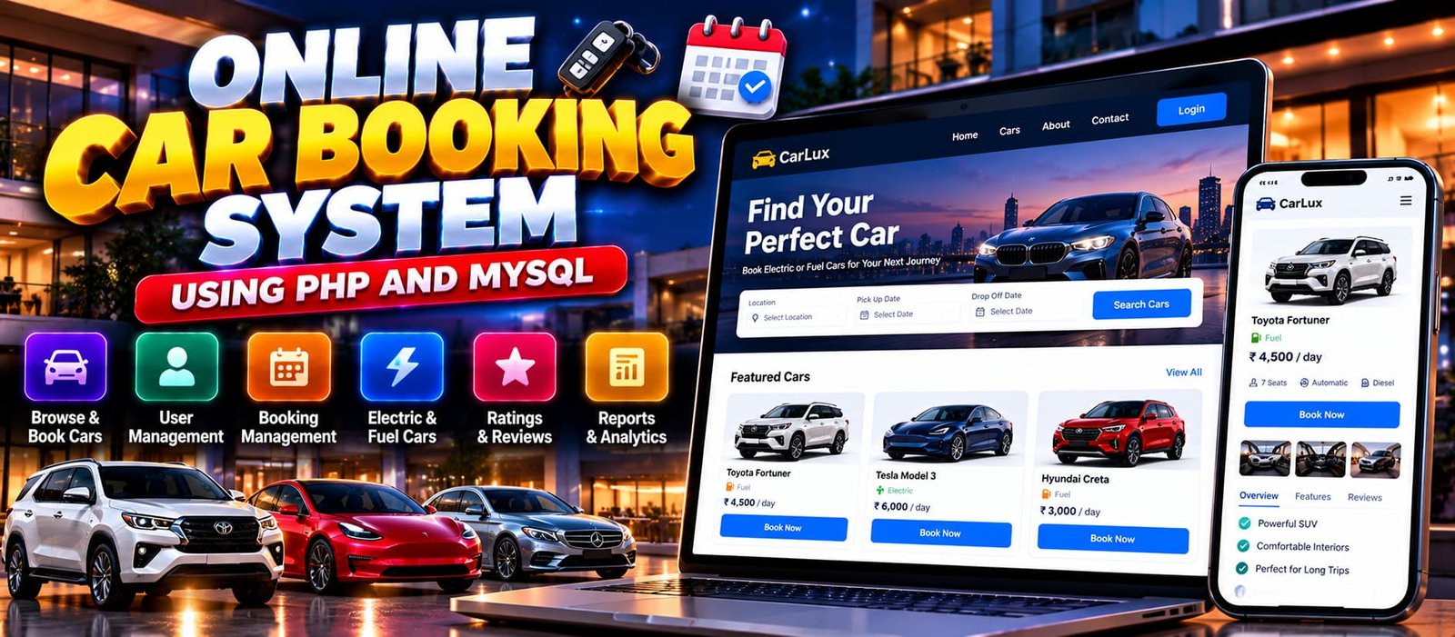 Online Car Booking System Using PHP and MySQL