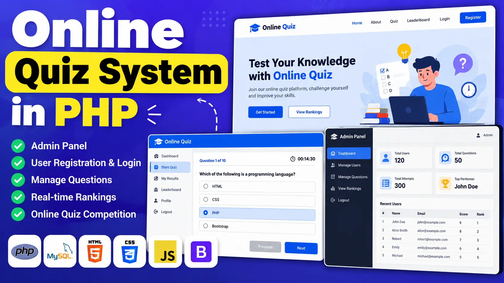Online Quiz System in PHP and MySQL