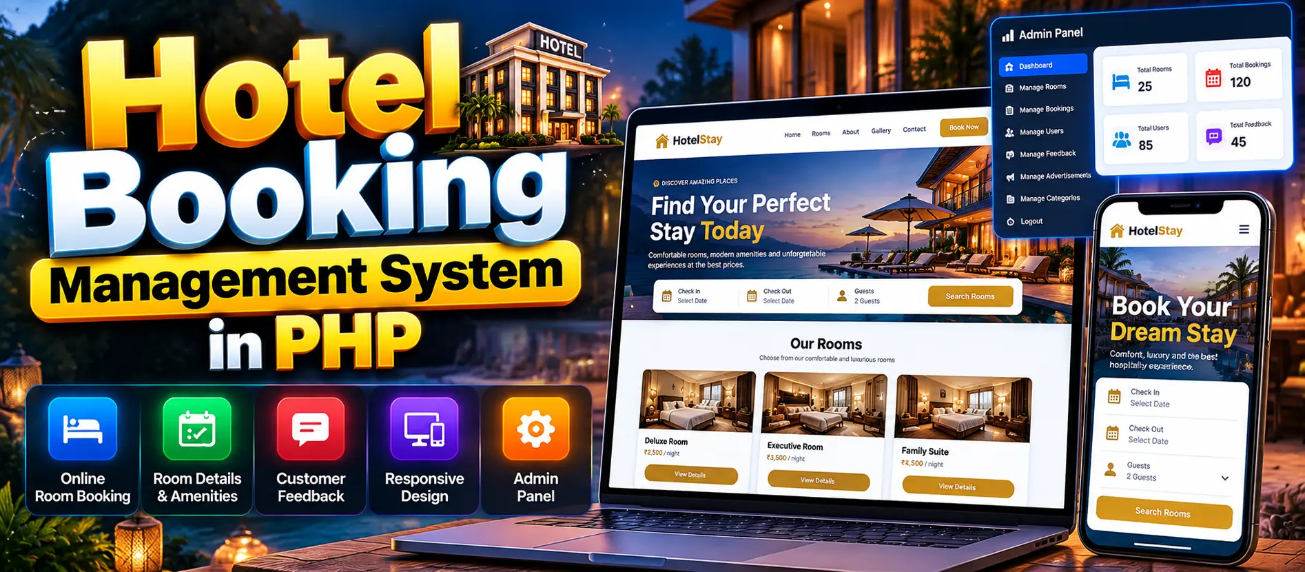 Hotel Booking Management System in PHP and MySQL