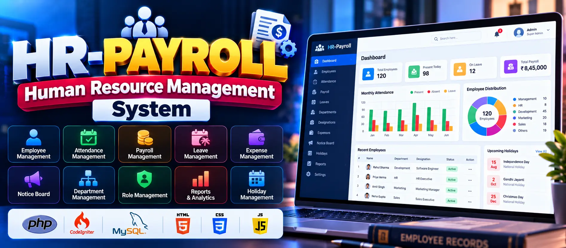 Human Resource Management System Project in PHP and MySQL