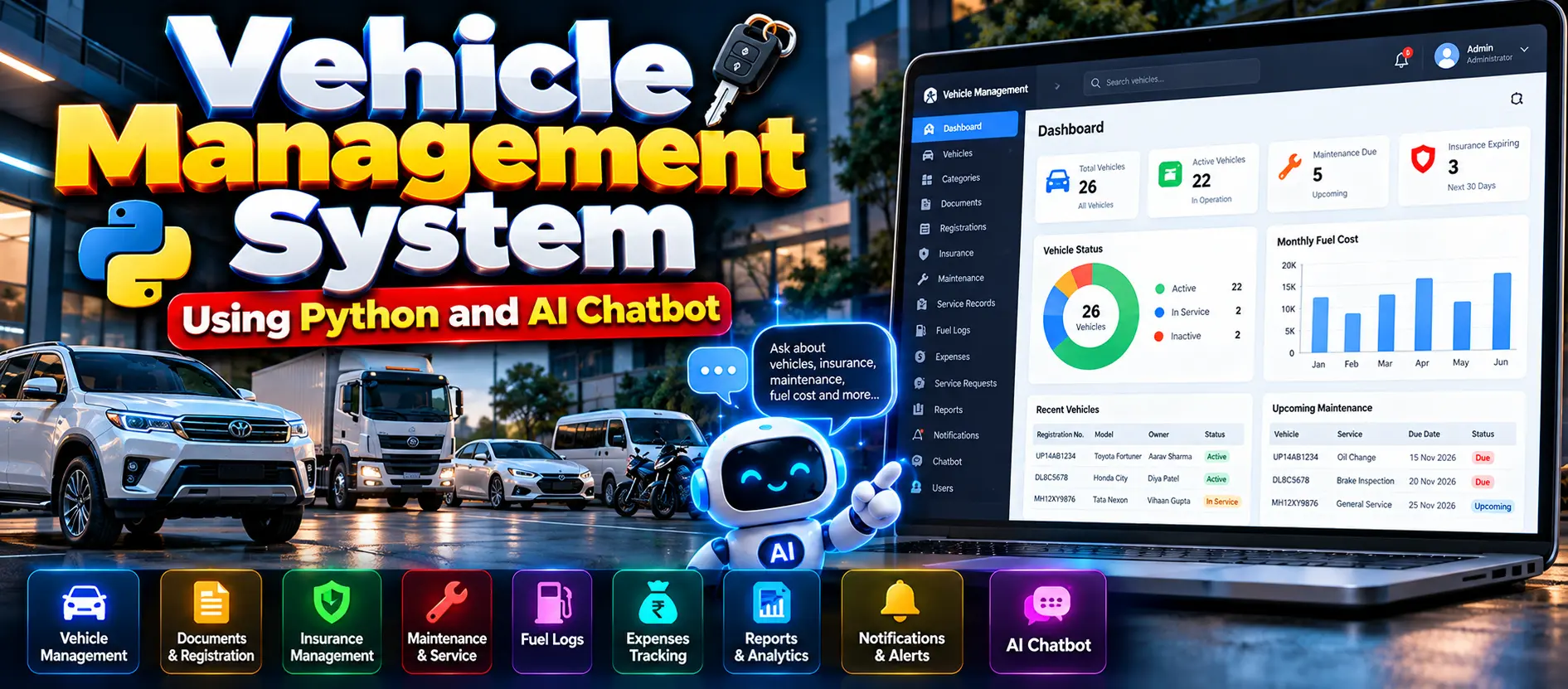 Vehicle Management System Using Python and AI Chatbot
