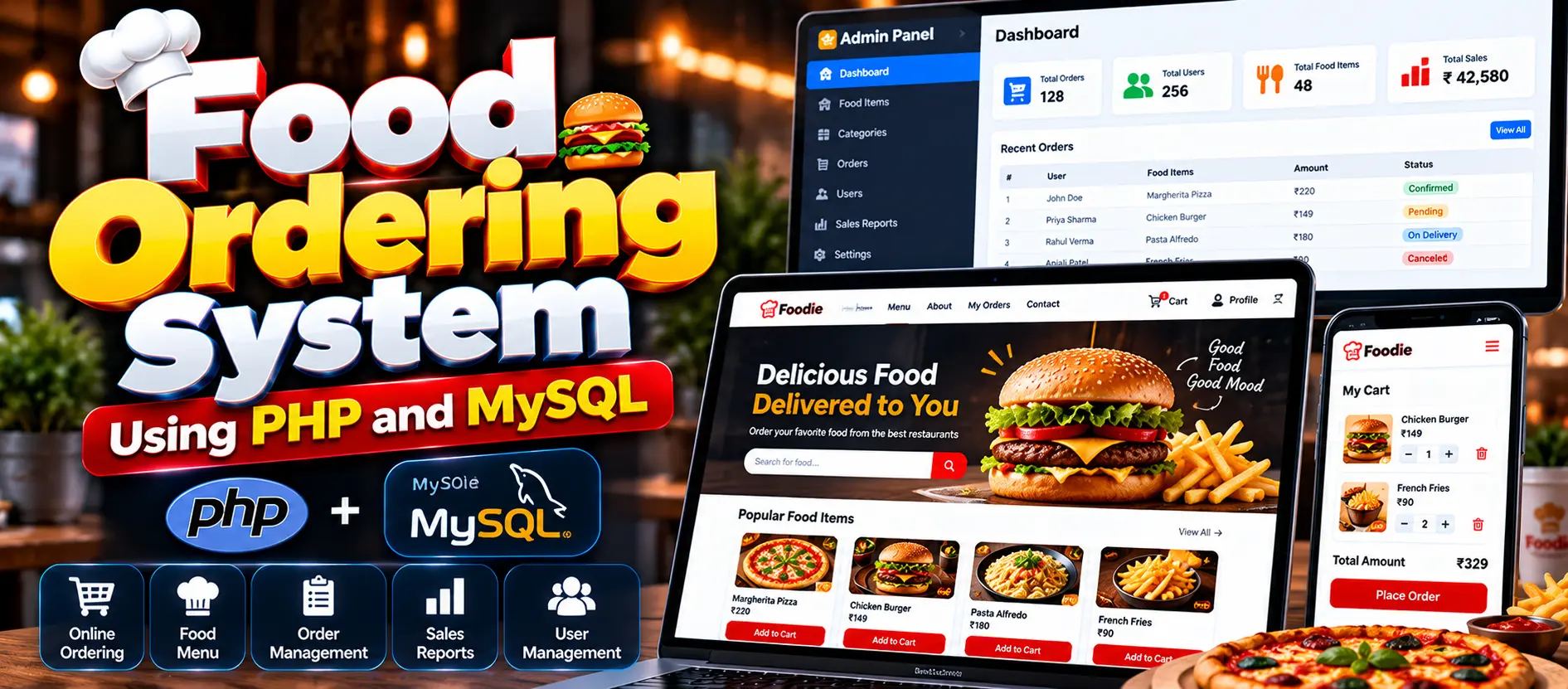 Food Ordering System Using PHP and MySQL