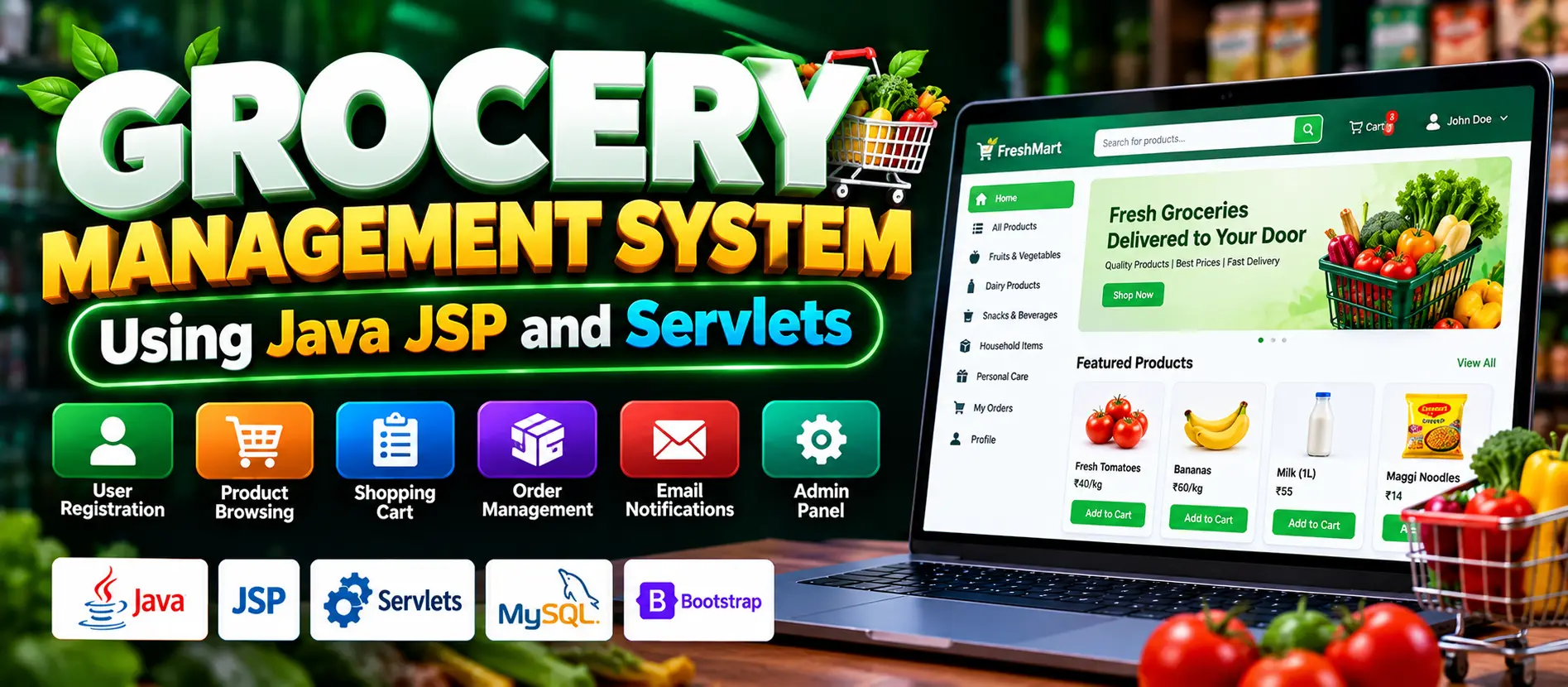 Grocery Management System using JSP and Servlets