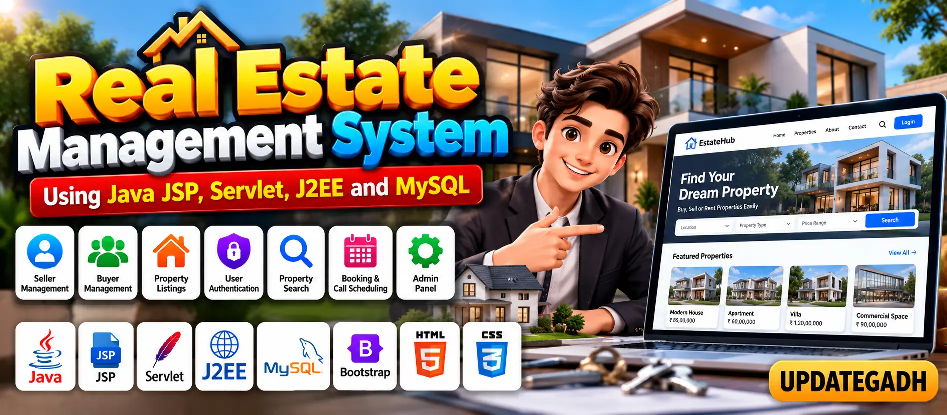Real Estate Management System Using Java (JSP, Servlet, J2EE, MYSQL)