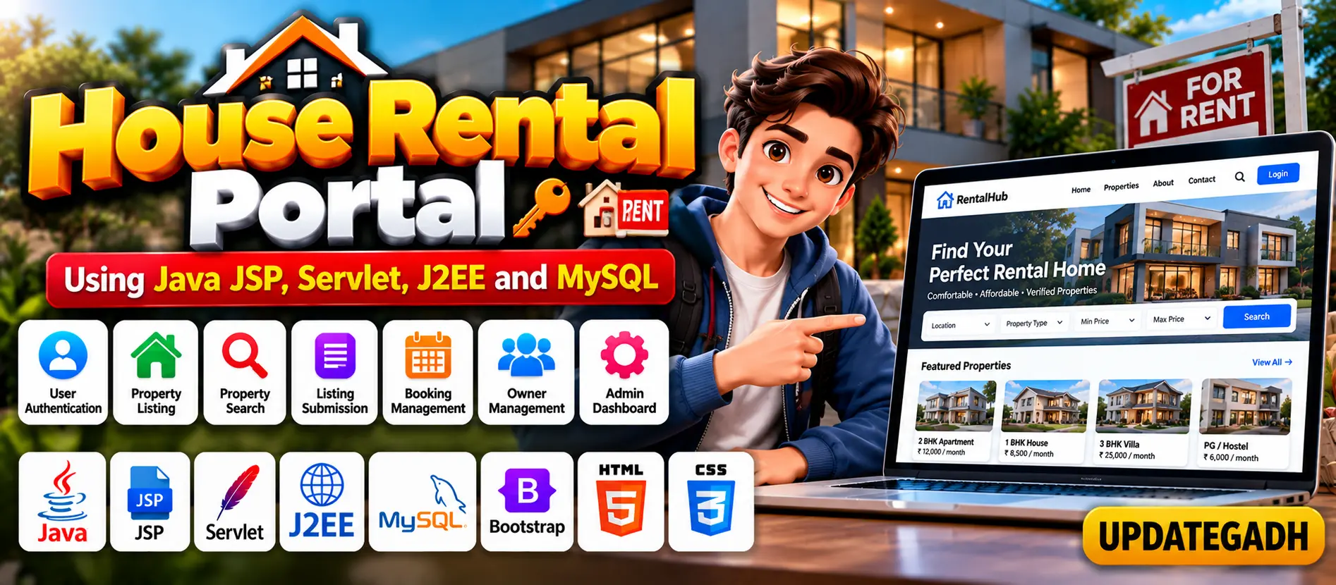 House Rental Portal Using Java JSP, Servlet, J2EE and MySQL