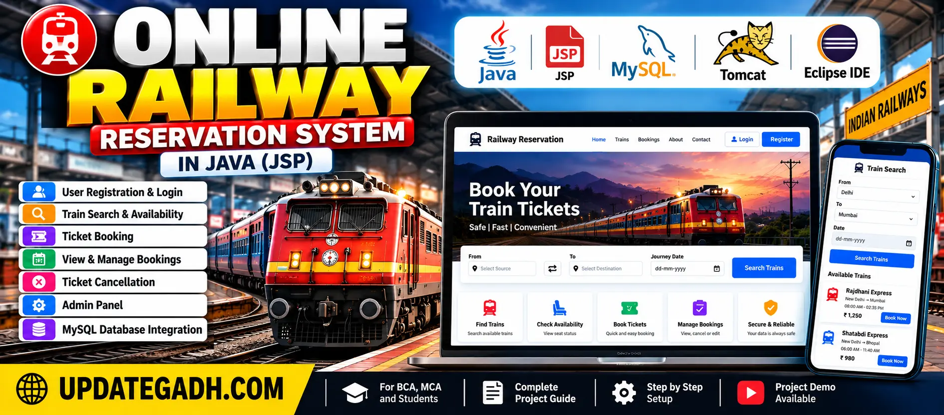 Online Railway Reservation System in Java and JSP
