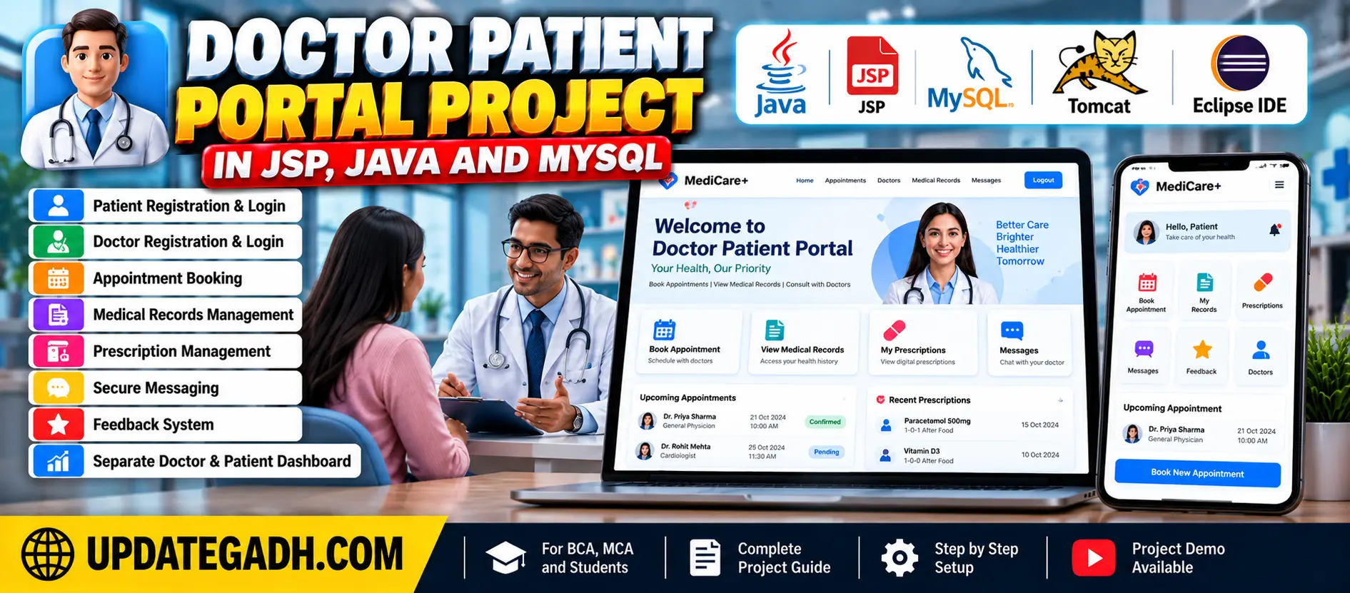 Doctor Patient Portal Project in JSP, Java, and MySQL