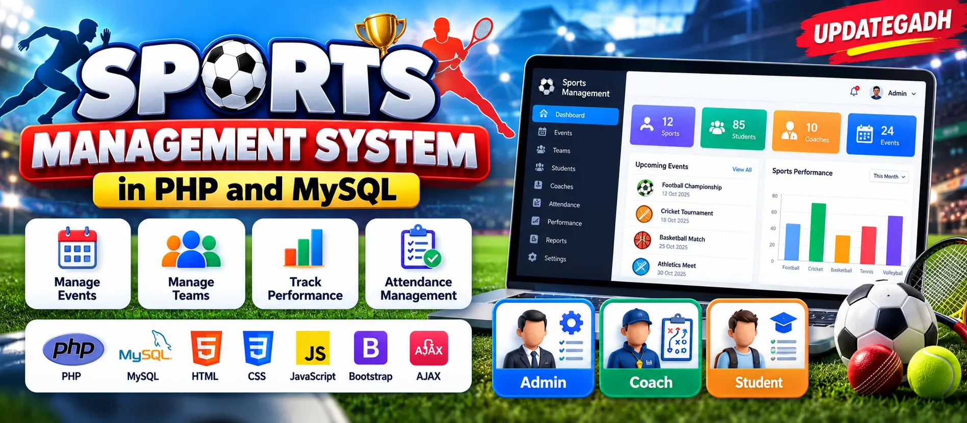 Sports Management System in PHP and MySQL