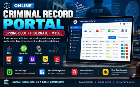 Online Criminal Record Portal using Spring Boot Hibernate, MySQL, J2EE